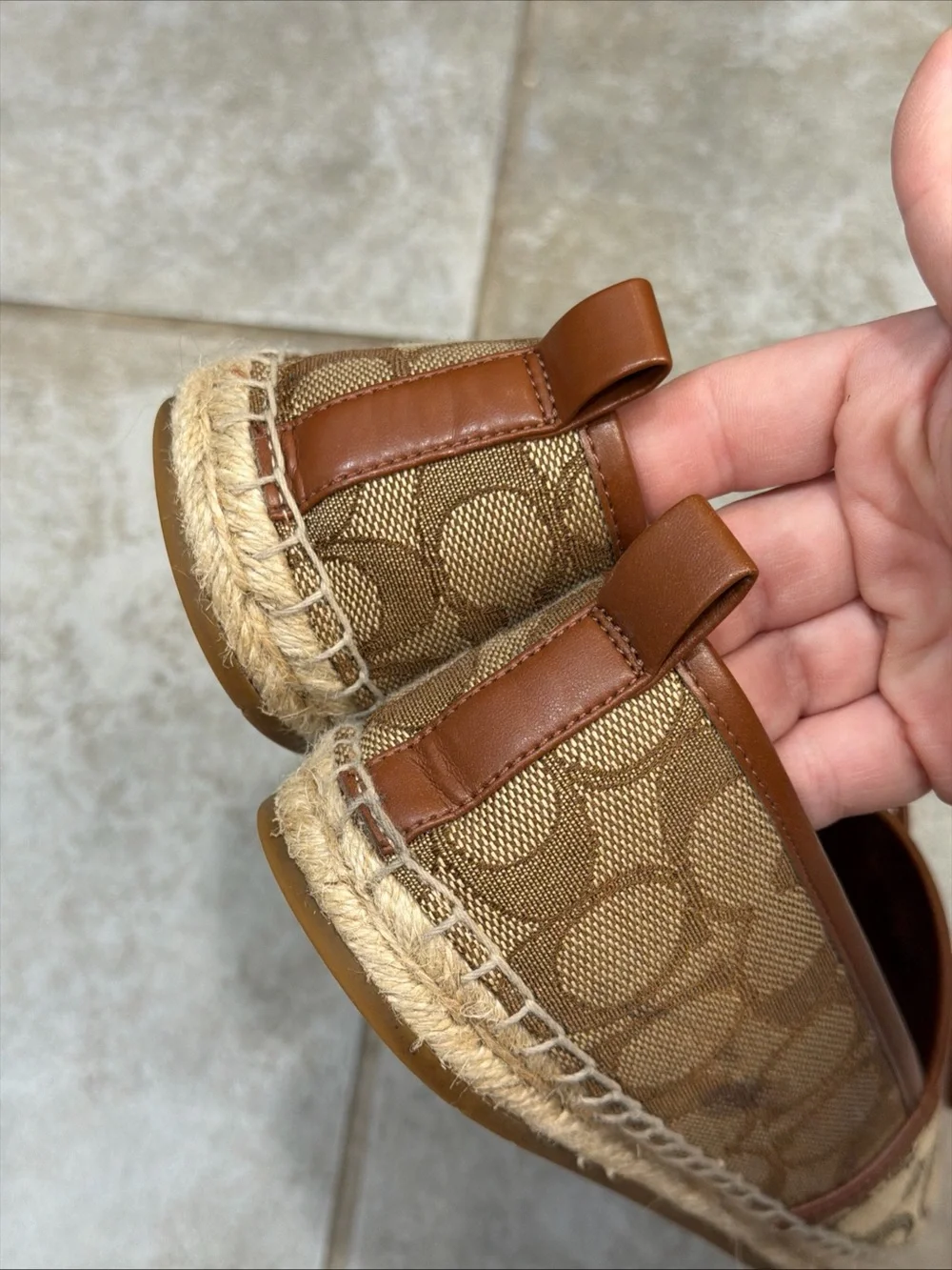 Coach Carson Espadrille Khaki/Saddle Size 7 Preowned